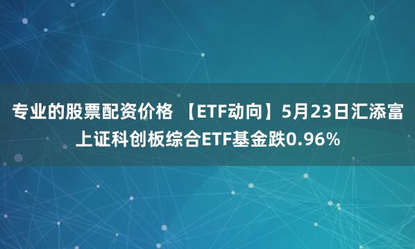 专业的股票配资价格 【ETF动向】5月23日汇添富上证科创板综合ETF基金跌0.96%
