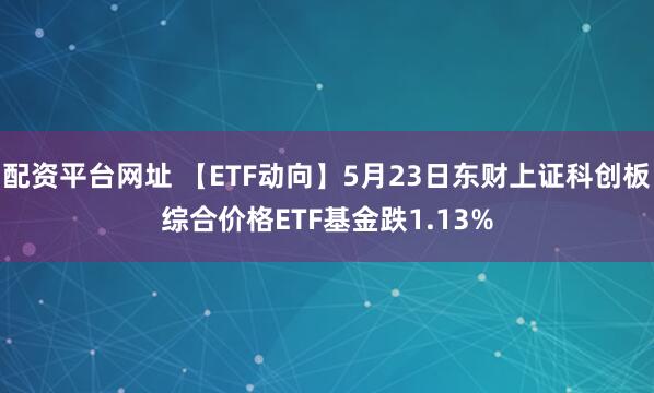配资平台网址 【ETF动向】5月23日东财上证科创板综合价格ETF基金跌1.13%